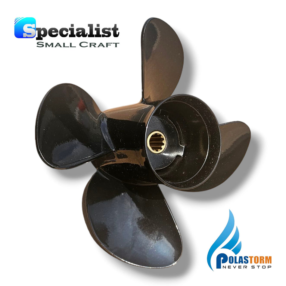 10.2" x 11" 4-blade PolaStorm Propeller: Tohatsu Mercury Mariner Honda 25-30hp