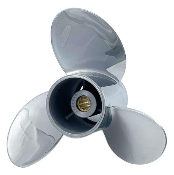 25-30hp Group B SEMA Series Polished Stainless 3-Blade Propeller for Mercury / Mariner, Tohatsu & Honda Outboards