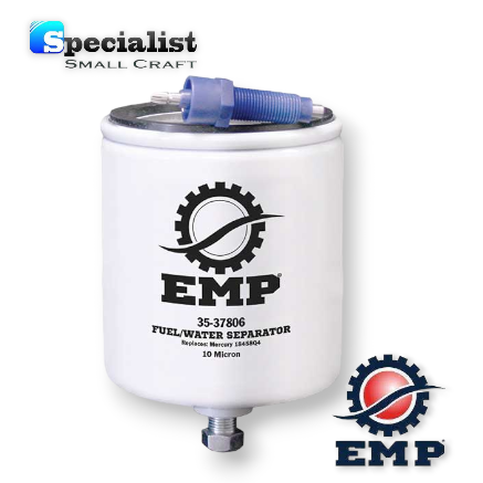 10 Micron Water Separator Fuel Filter for various Mercury Mariner 6-cyl, 115-250hp outboards, replacing Pt. No. 18458Q4