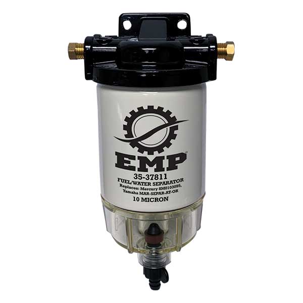 Water Separating Fuel Filter Kit with aluminium head and clear plastic bowl for outboard motors