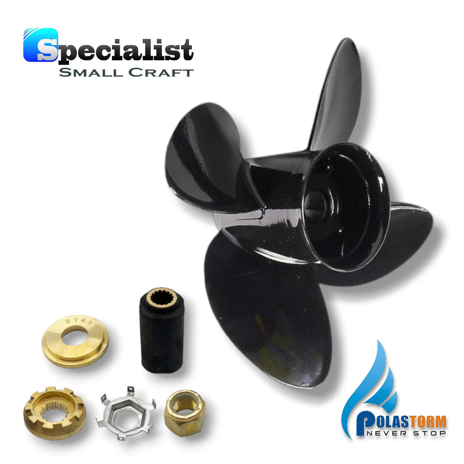 14" x 17" 4-Blade Titanium Aluminium PolaStorm Propeller with PolaFlex Hub kit to suit Mercury, Mariner & MerCruiser 135-300hp