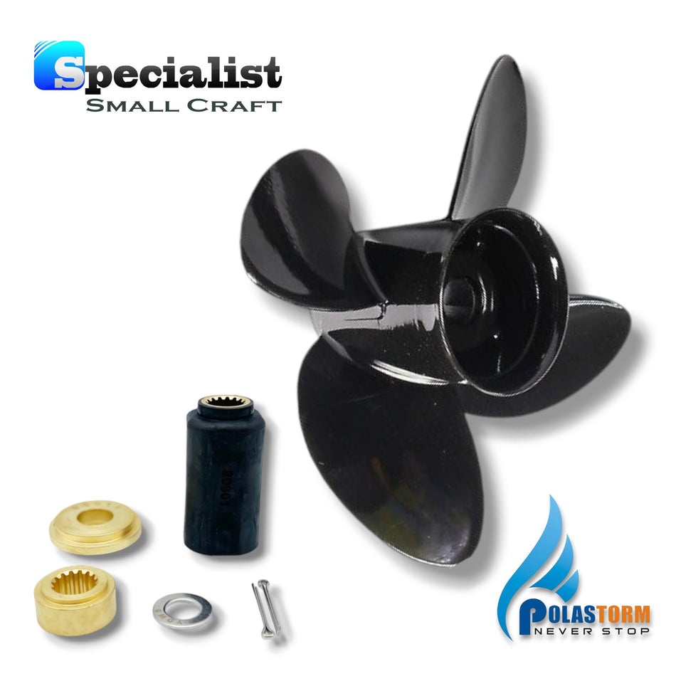 14" x 17" 4-Blade Titanium Aluminium PolaStorm Propeller with PolaFlex Hub kit to suit Suzuki & Johnson 150hp-300hp