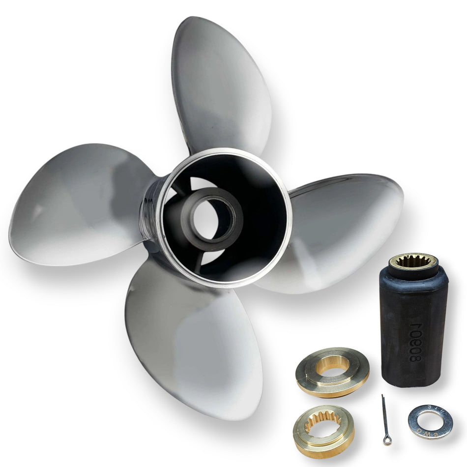4-Blade Polished Stainless TorqueMaster Series RH Rotation Propellers in various sizes to suit Volvo Penta SX Stern Drives