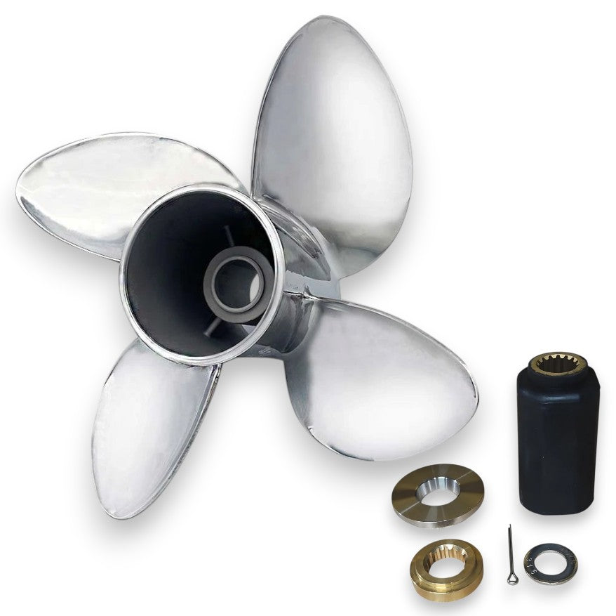 Yamaha & Selva F225-350 V6 Soltiga 4 Series Polished Stainless 4-Blade Propellers