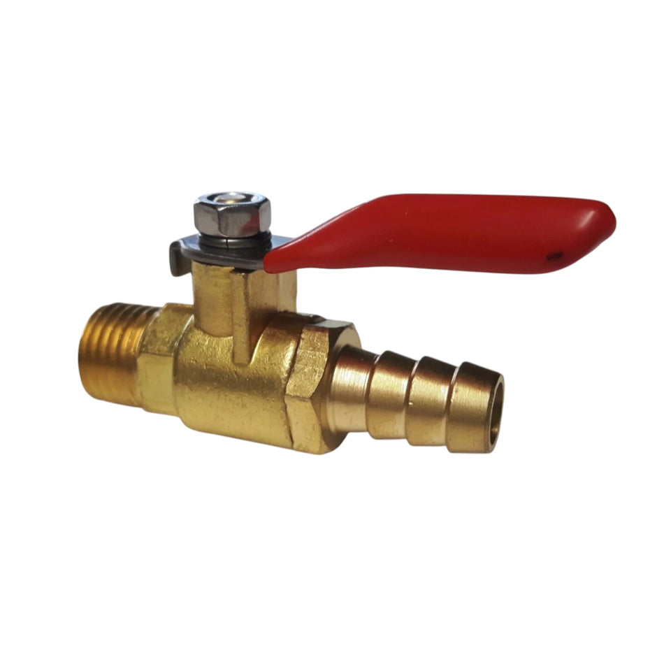 2-Way Brass Ball Valve Fuel Tap: 3/8"" BARB & 1/4"MNPT