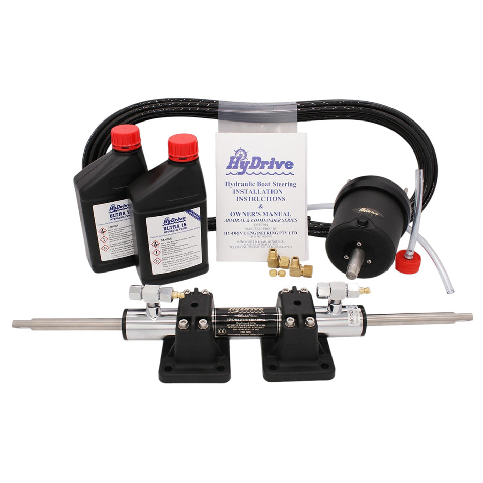 OBKIT4 is a complete double-ended outboard kit using the 210DE cylinder designed for installation between two outboards and connected by means of two drag-links to the two outboards' tiller arms.