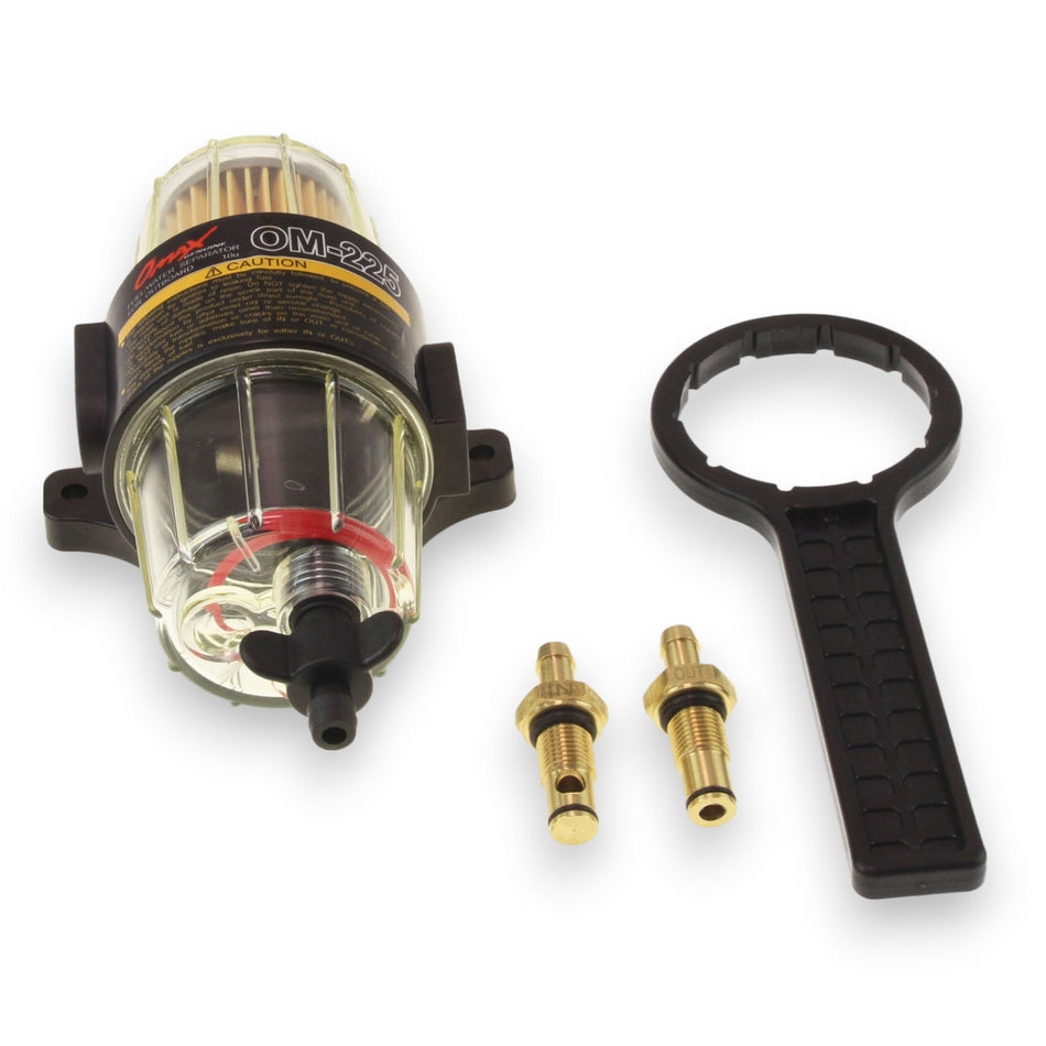 OMAX 10 Micron Clear Bowl Water Separating Fuel Filter Assembly for Outboard Motors up to 70hp