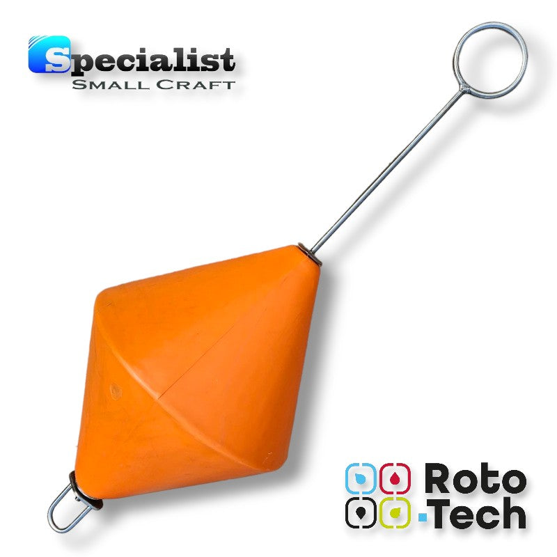38x50cm Polyethylene Mooring Buoy with stainless swivel and extension rod/eye (100cm overall height)