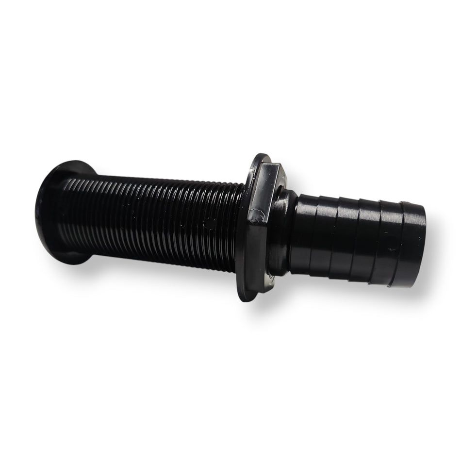 Extended Thread Skin Fitting with 1 1/8" / 27mm hose barb in Black