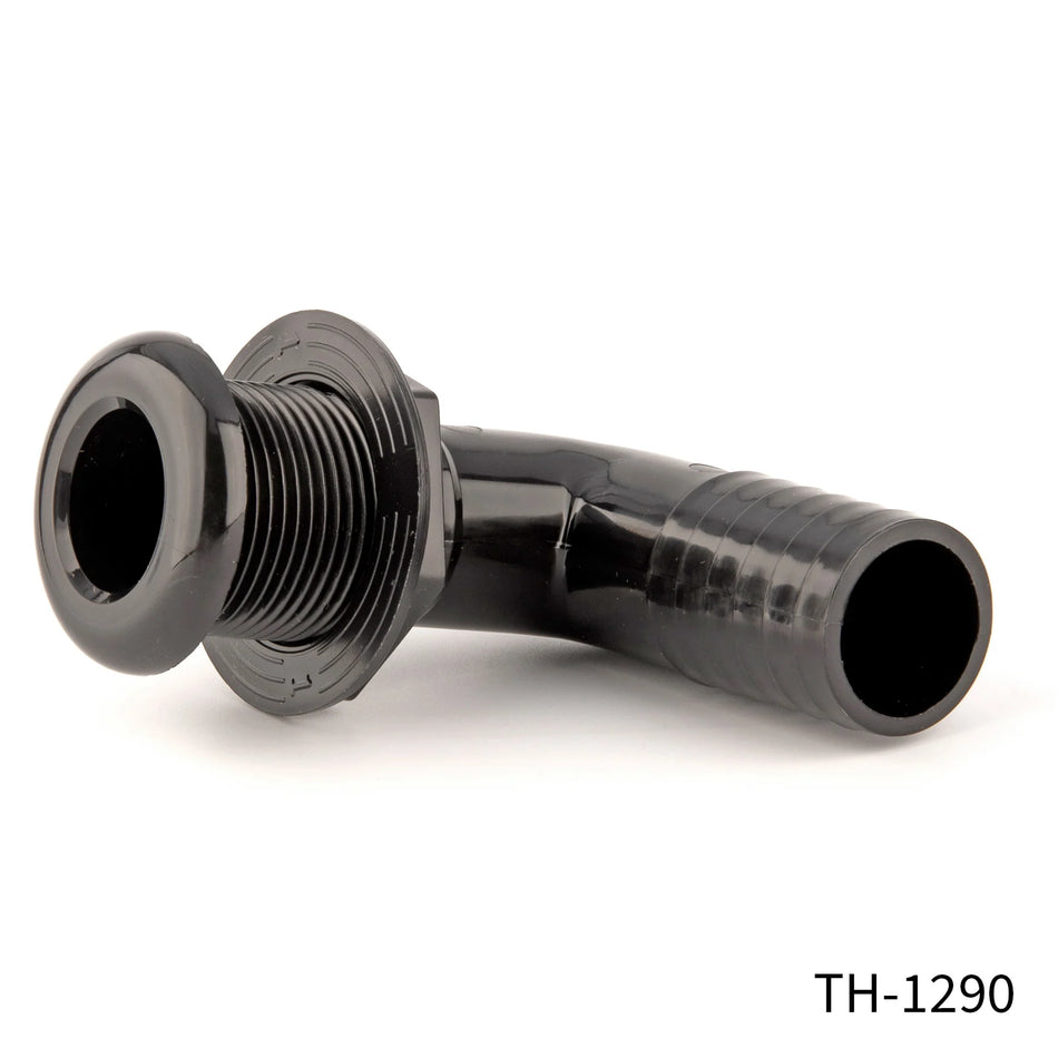 90 Degree Thru-Hull Connector with 1-1/8" hose barb in black