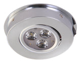 IP55 WaveLED Silver Ceiling Light. 3x 1W LED with metal bezel and switch