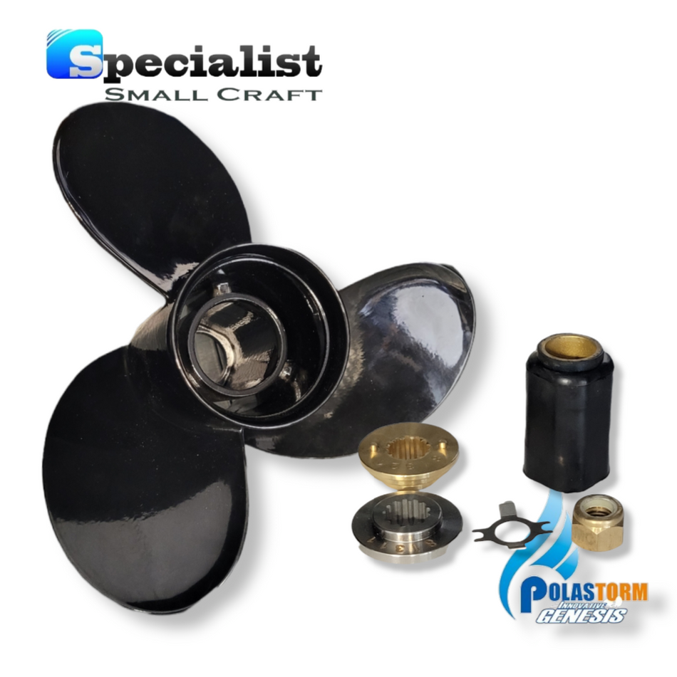 10 1/2" x 13" PolaStorm Titanium-Aluminium Blade Unit with PolaFlex Propeller Hub Bush Kit: Mercury/Mariner 25hp-70hp