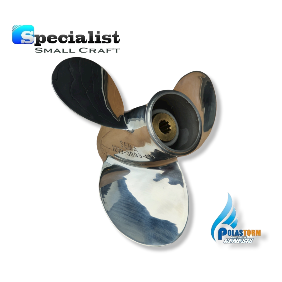 9 1/4" x 10"-PolaStorm Polished Stainless Propeller Yamaha Selva Honda 8-20hp