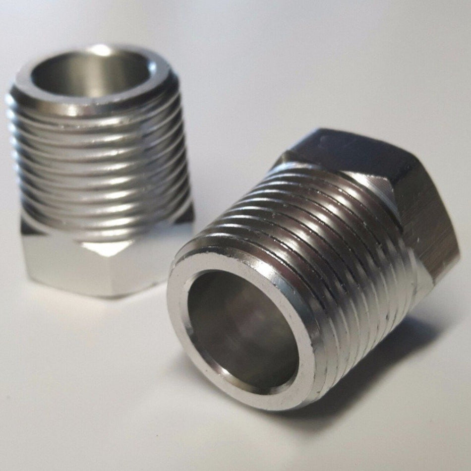 2x Aluminium 3/8" NPT tapered male thread blank screws for Marine, Boat & RIB