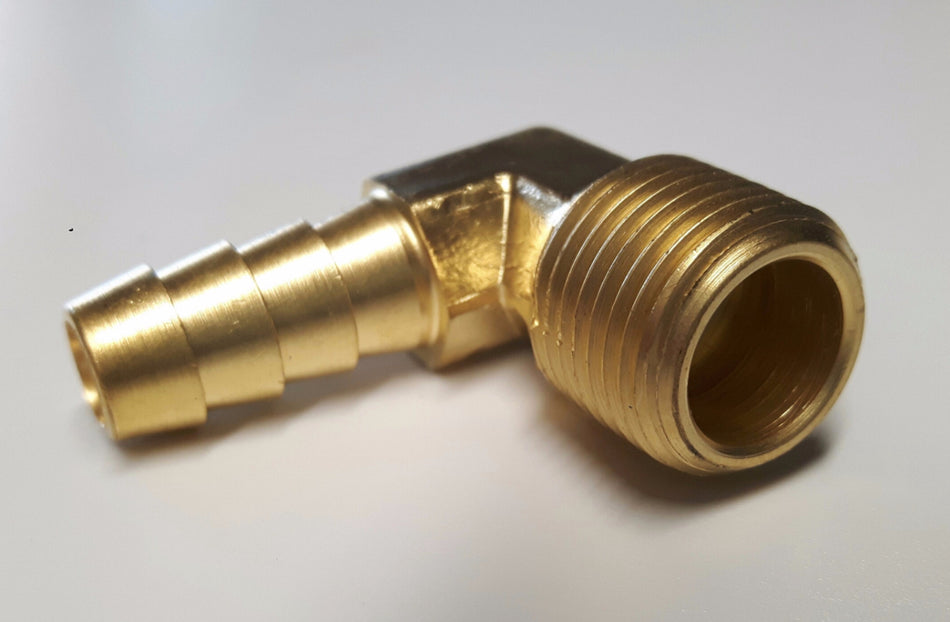 Brass 3/8"NPT - 3/8" Hose Barb Elbow Fitting