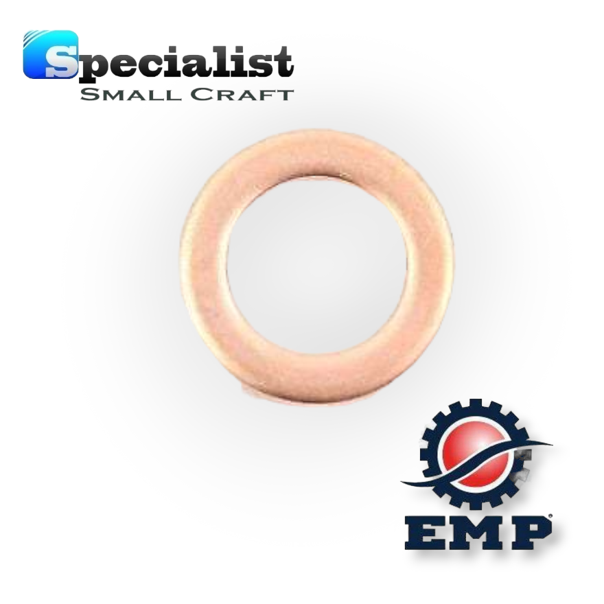 Copper Oil Drain Gasket for Yamaha F2.5A, F2.5B, F4B, F5A & F6A + numerous other applications, replacing Pt. No. 90430-08143