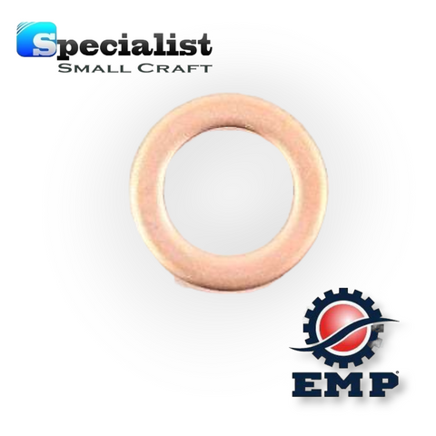 Copper Oil Drain Gasket for Yamaha F2.5A, F2.5B, F4B, F5A & F6A + numerous other applications, replacing Pt. No. 90430-08143