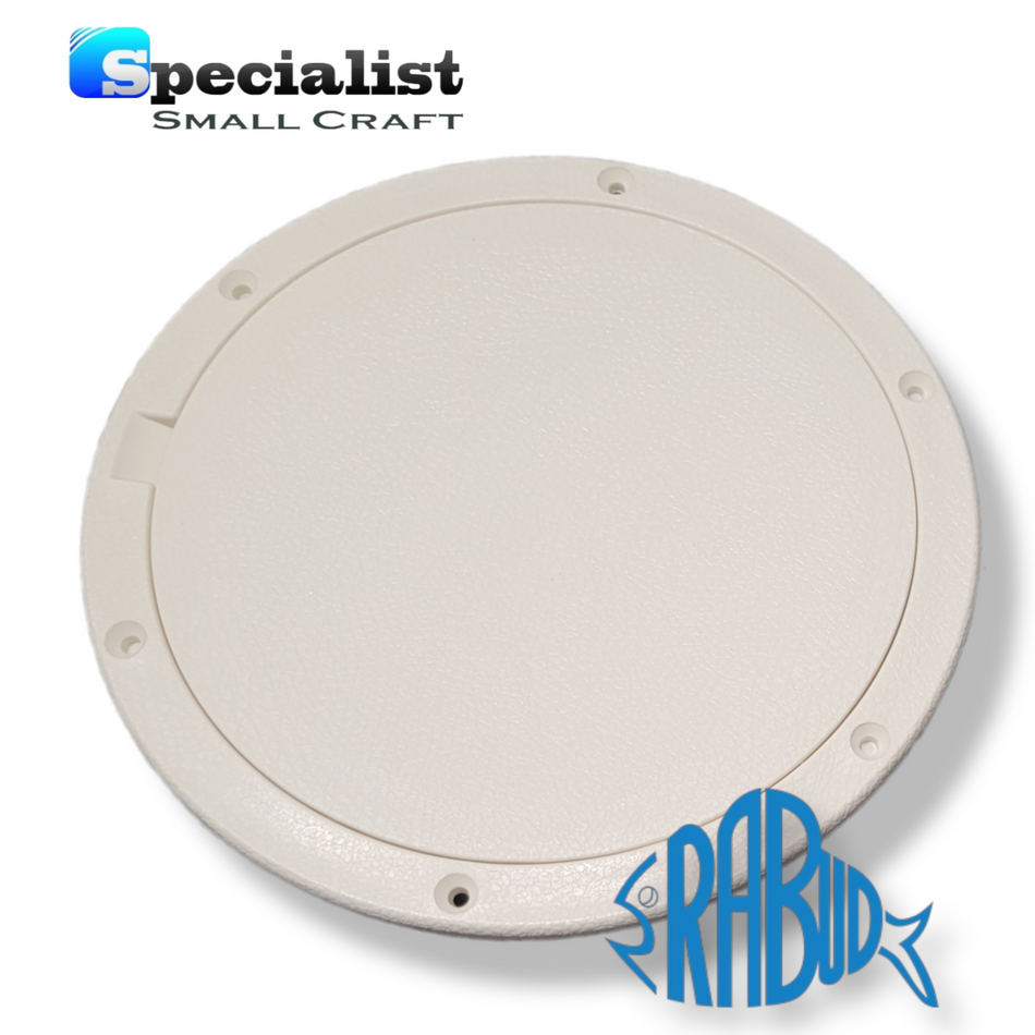8" Heavy Duty Polypropylene Pry-Up Round Deck Plate (White)