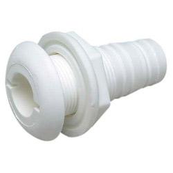 1 1/8" Hose White Through Hull Fitting Bilge Outlet Max 1 1/2" Hull/Transom thickness.