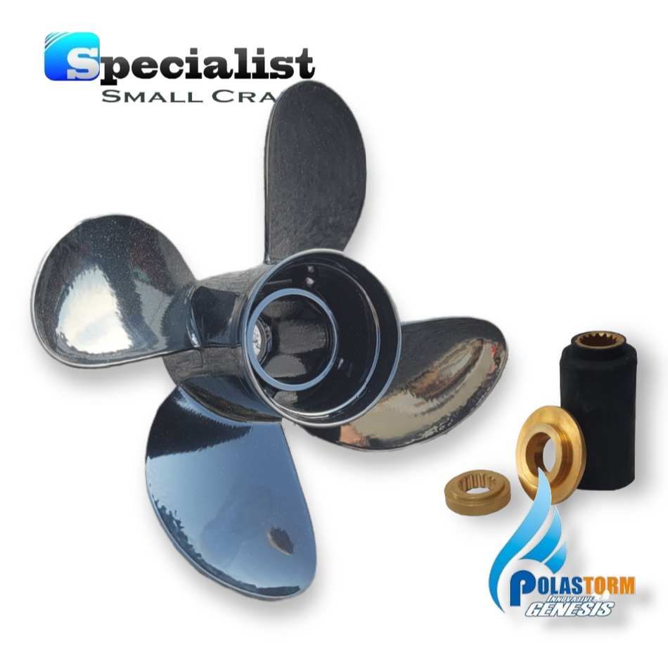 10.6" x 12" 4-Blade PolaStorm Titanium-Aluminium Blade Unit with PolaFlex Propeller Hub Bush Kit: Tohatsu 35hp-50hp