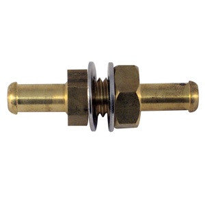 Brass bulkhead fitting: 3/8" to 3/8" Hose ID
