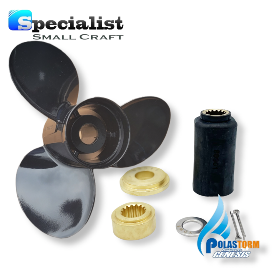 15 1/4" x 15" PolaStorm Titanium-Aluminium Propeller with PolaFlex Hub kit to suit Yamaha & Selva V6 & F150-F300
