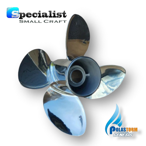13 1/4" x 15" 4-Blade Polished Stainless PolaStorm Propeller Blade Unit
