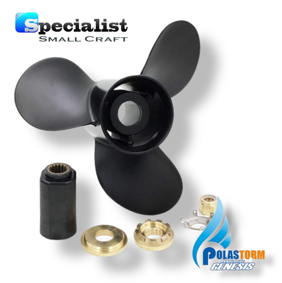13" x 19" PolaStorm Aluminium Propeller with PolaFlex Hub Bush Kit: Mercury & Mariner 40 Bigfoot - 125hp Outboards