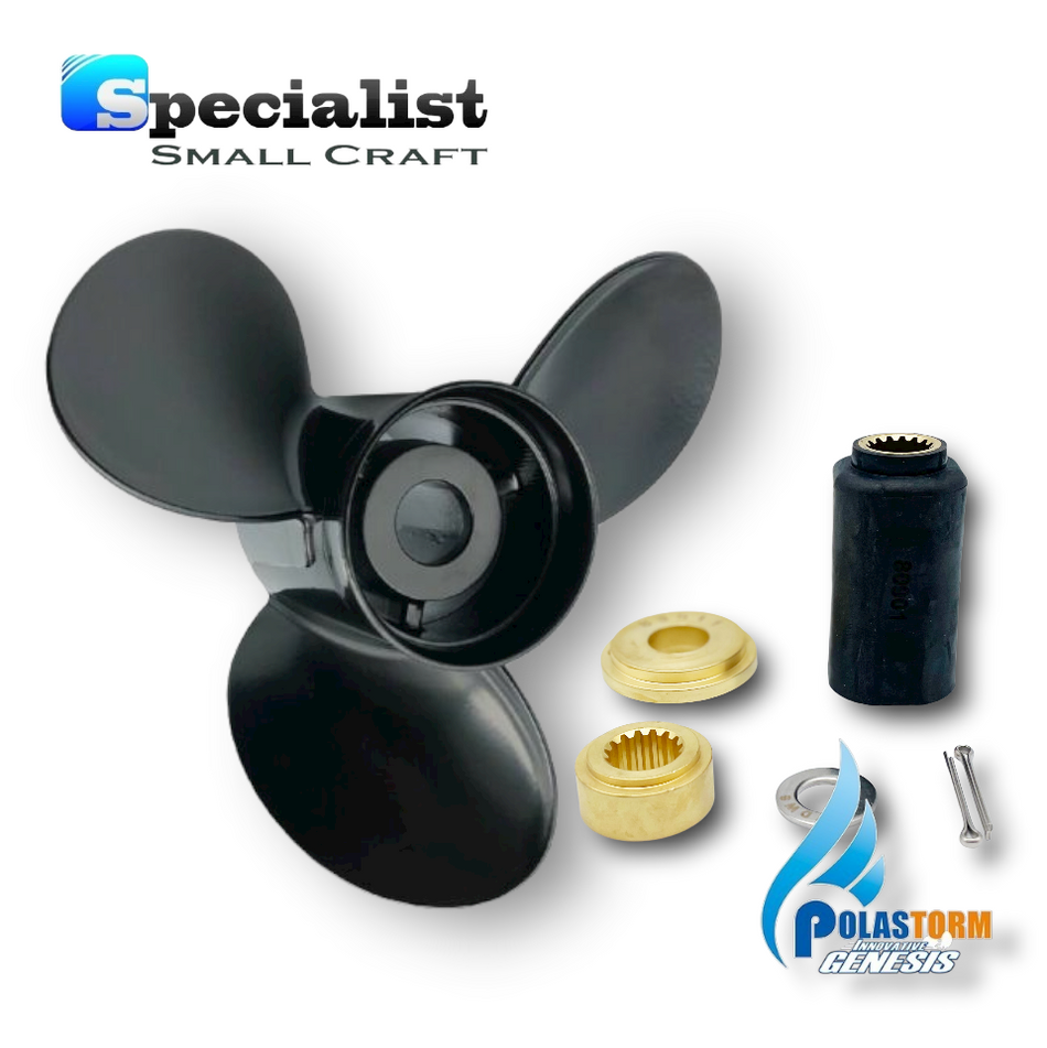 13 3/4" x 15" PolaStorm Aluminium Propeller with PolaFlex Hub Bush Kit: Honda BF60-130 (4 1/4" Gearcase)