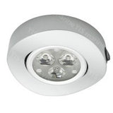 IP55 WaveLED Silver Ceiling Light. 3x 1W LED. Plastic Bezel and Switch
