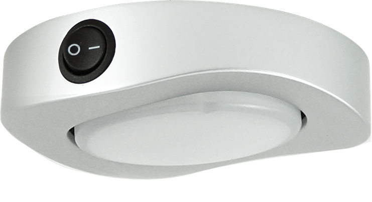 IP66 WaveLED Silver Ceiling Light. 3x SMD LED with plastic bezel and switch