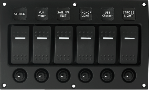 IP66 6-Way Modular Switch Panel with circuit breakers