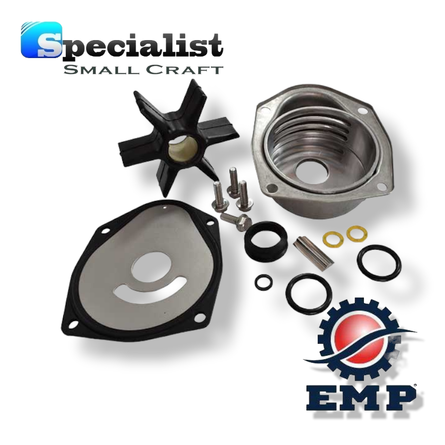 Water Pump Kit with Housing for Mercury Mariner 3-cyl 30-105hp, 4-cyl 75-120hp, V6 200-250hp outboards & MerCruiser Alpha One Gen II Drives