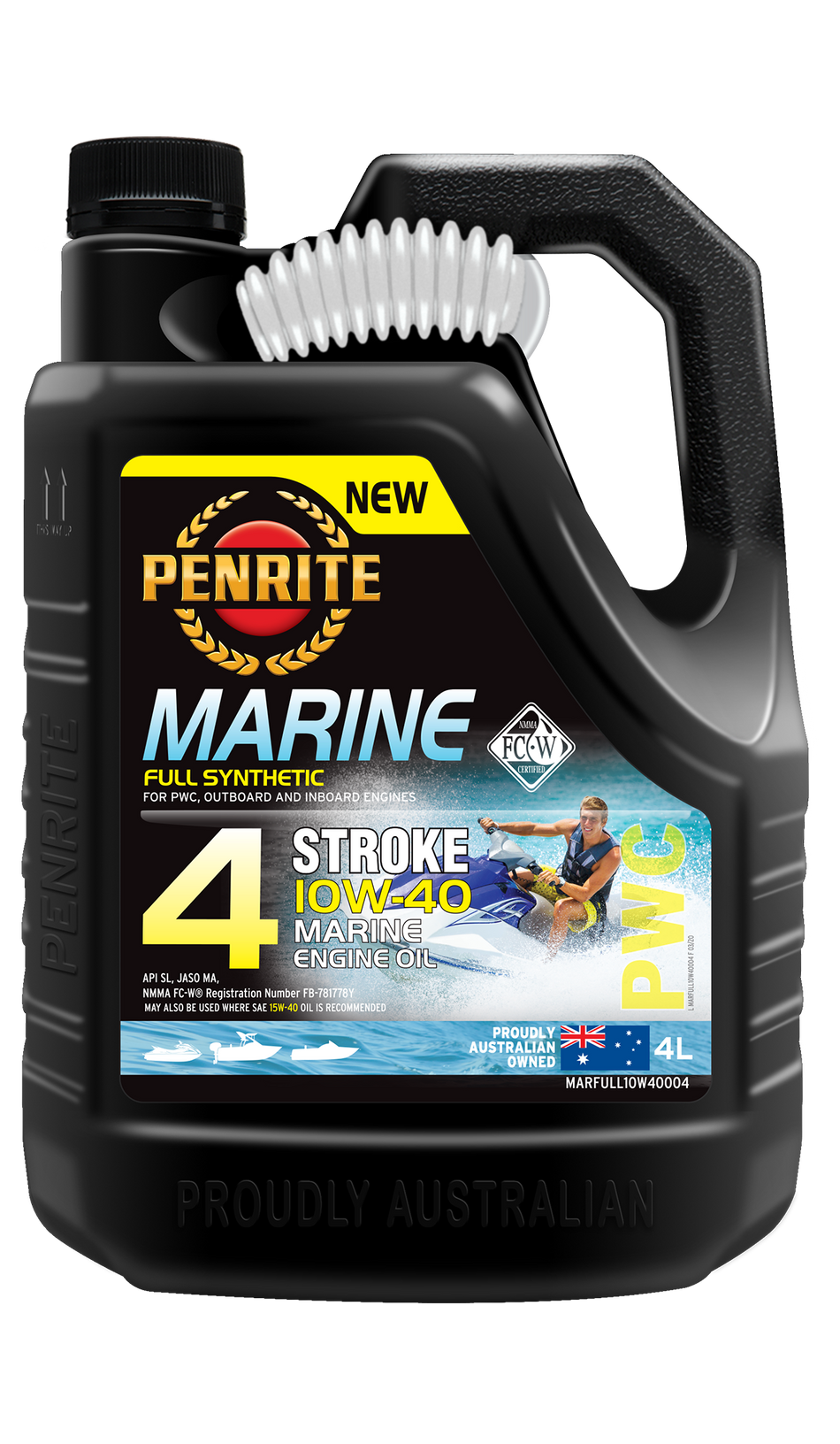 Penrite NMMA Approved Fully Synthetic Marine 10W-40 4-Stroke Oil (4 Litres)