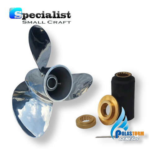 14 1/2" x 21" PolaStorm Polished Stainless Propeller with PolaFlex Hub kit to suit Volvo Penta SX Drives