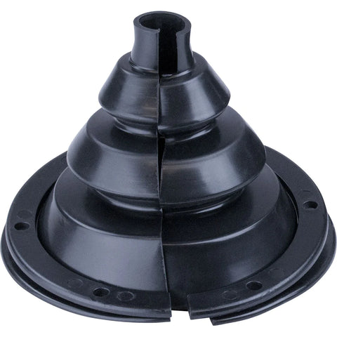 "Witches Hat" split motor well boot in black for 4 1/2" hole