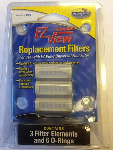 Marpac EZ View 3 x replacement fuel filter elements - EZ View in-line Fuel Filter.